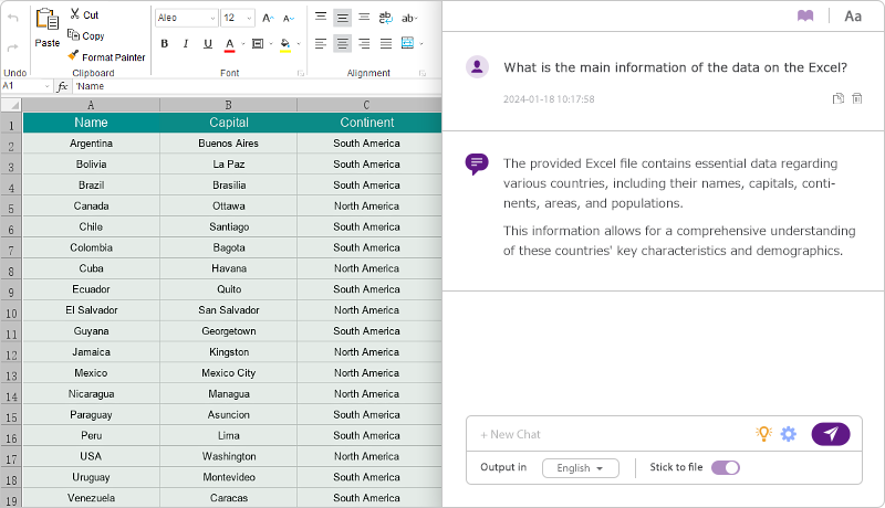 Chat with Excel