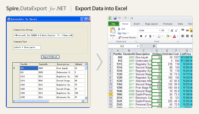 Export Data into Excel