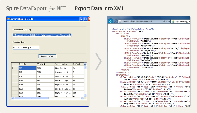 Export Data into XML