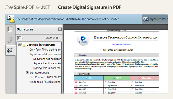 Create Digital Signature in PDF