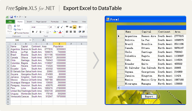 Export Excel to DataTable