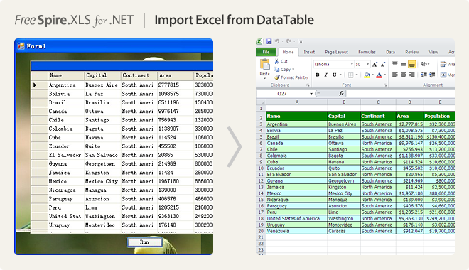 Import Excel from DataTable