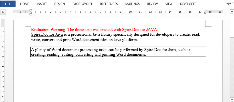 Add Borders to Some Text in Word in Java