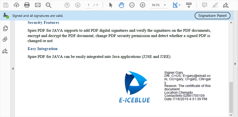 java digital pdf signature free