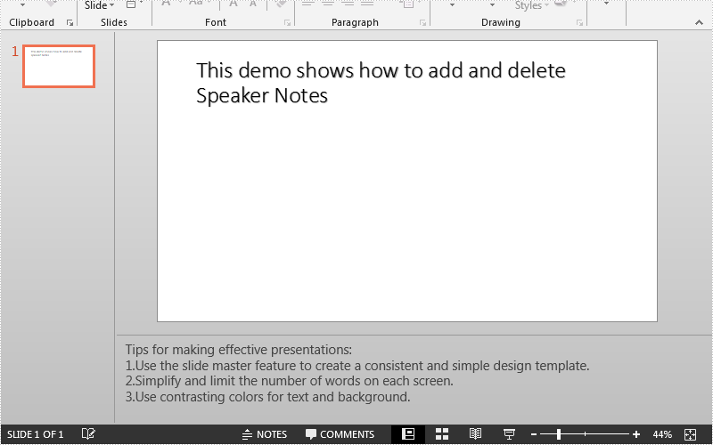Add, Read and Delete Speaker Notes in PowerPoint in Java