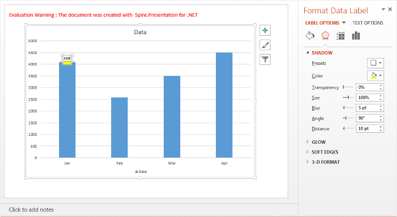 Add Shadow Effect to Chart DataLabels in PowerPoint in C#
