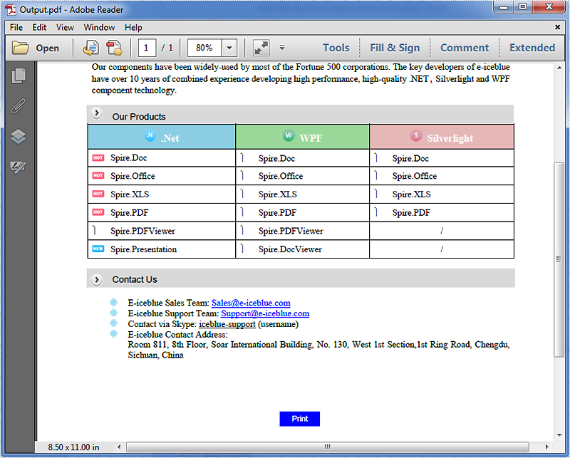 Add a Print Button to a PDF Document in C#