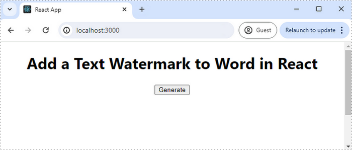 Run React app to add watermarks to Word