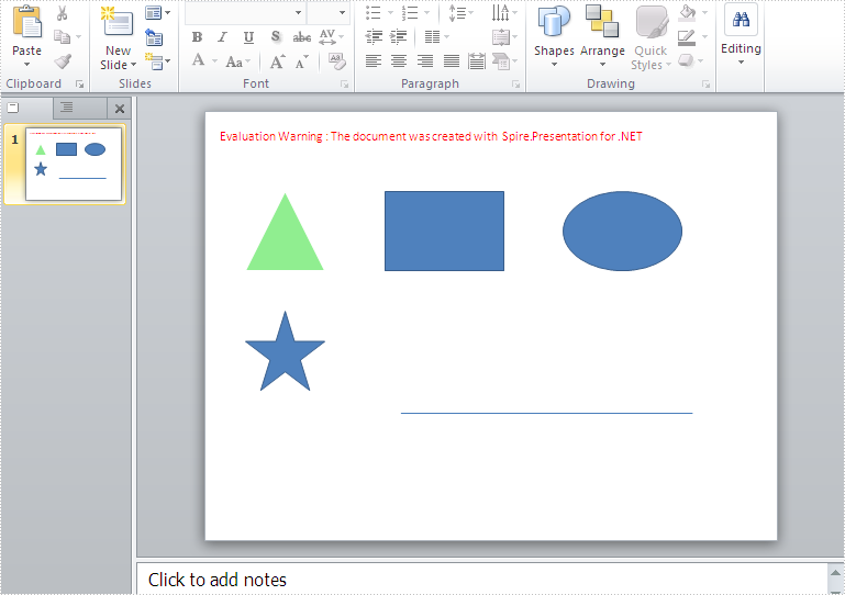 How to add shapes to slides in C#?