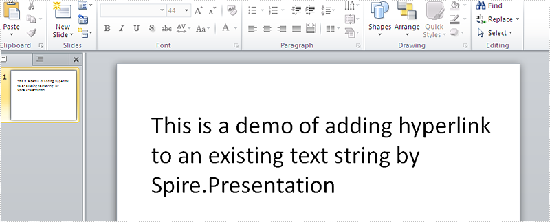 How to add hyperlink to the existing text on presentation slides in C#