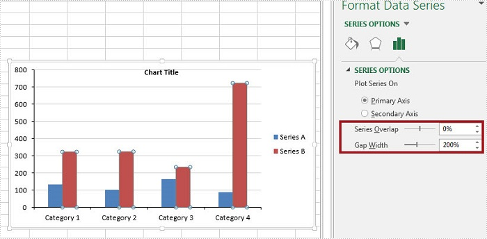 How to Adjust the Spaces between Bars in Excel Chart in C#, VB.NET