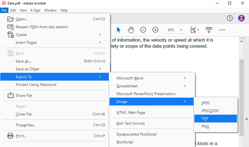 Convert a Word document to TIFF using Adobe
