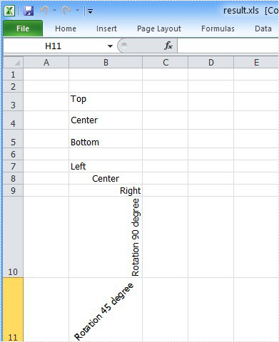 Align Excel Text