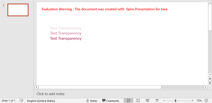 Apply Transparency to Text in PowerPoint in Java