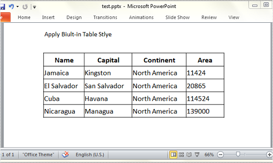 How to Apply Built-in Style to PowerPoint Table in C#, VB.NET