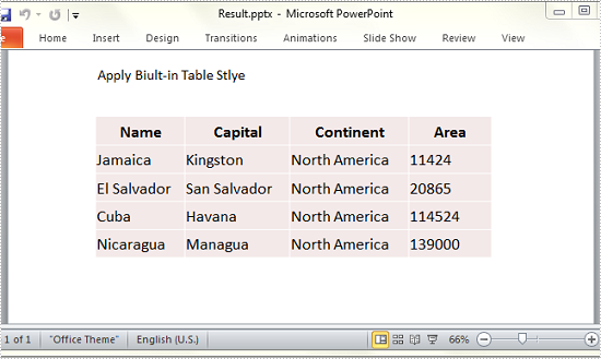 How to Apply Built-in Style to PowerPoint Table in C#, VB.NET