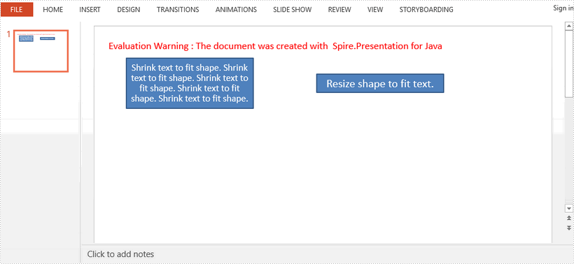 Auto Fit Text or Shape in PowerPoint in Java