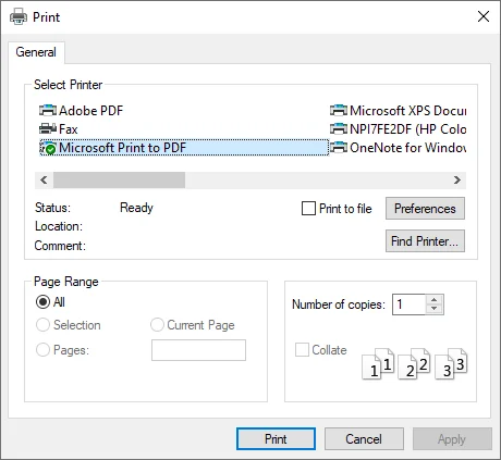 내장된 OS 기능을 사용하여 텍스트를 PDF로 변환