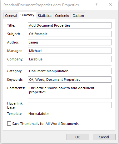 C#/VB.NET: Add Document Properties to Word Documents