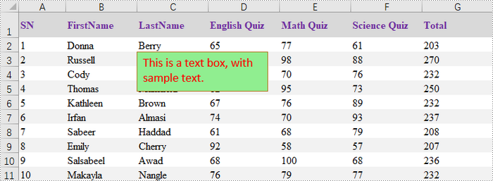 C#: Add, Extract, or Remove a Textbox in Excel