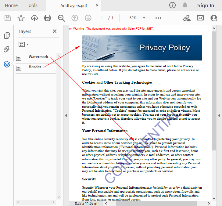 C#/VB.NET: Add, Hide or Delete Layers in PDF