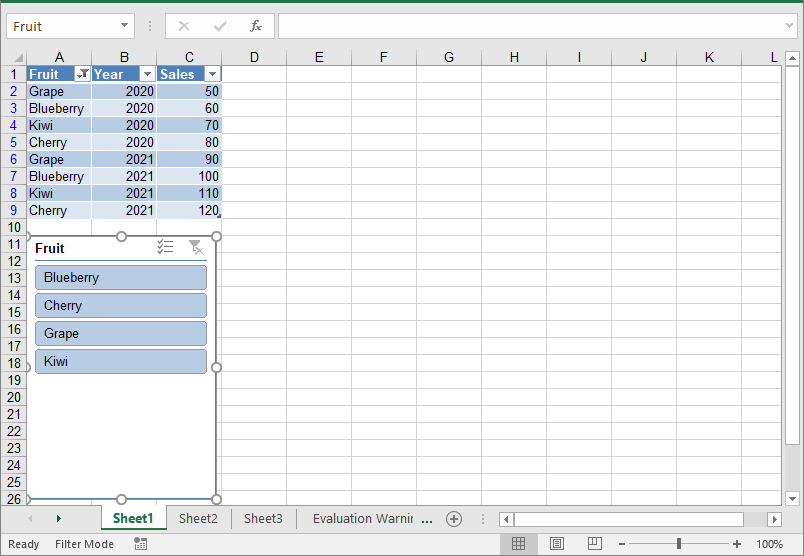 Add Slicers to Tables in Excel