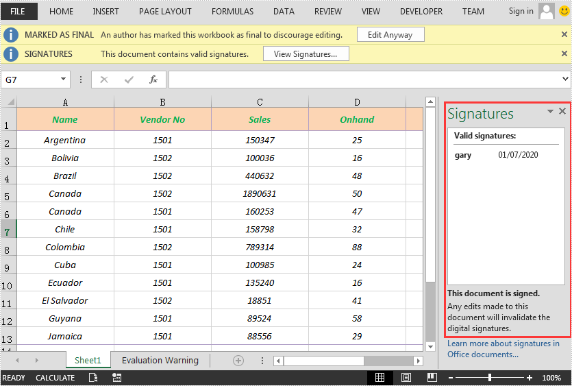 C#/VB.NET: Add or Delete Digital Signature in Excel
