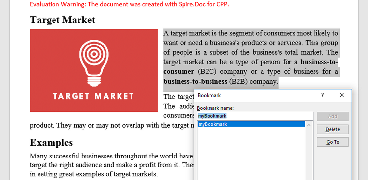 C++: Add or Remove Bookmarks in Word Documents