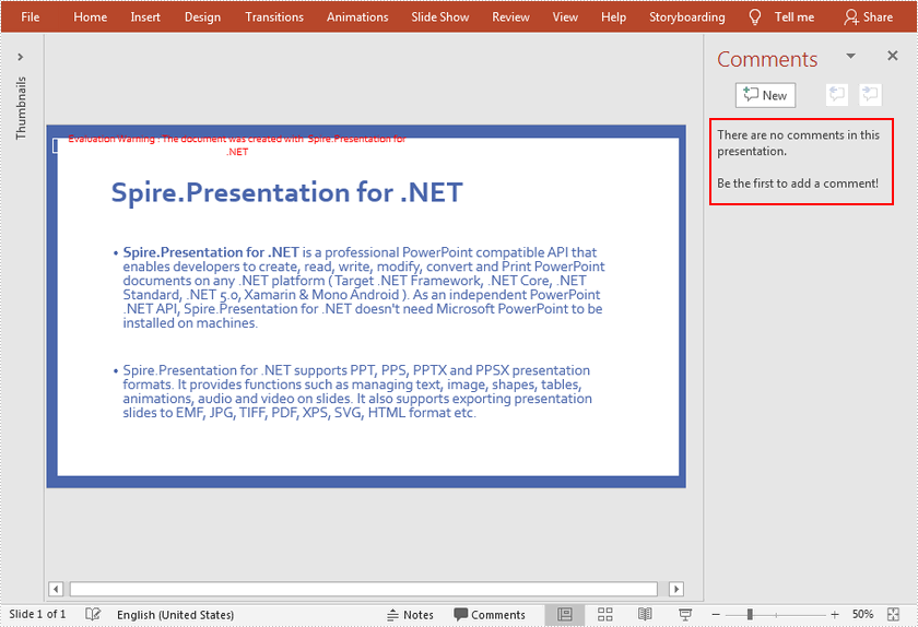 C#/VB.NET: Add or Remove Comments in PowerPoint 