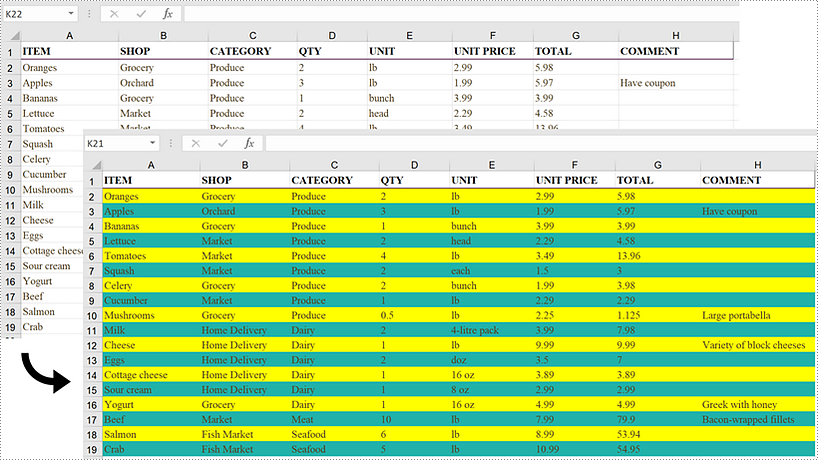 C#/VB.NET: Alternate Row Colors in Excel Using Conditional Formatting