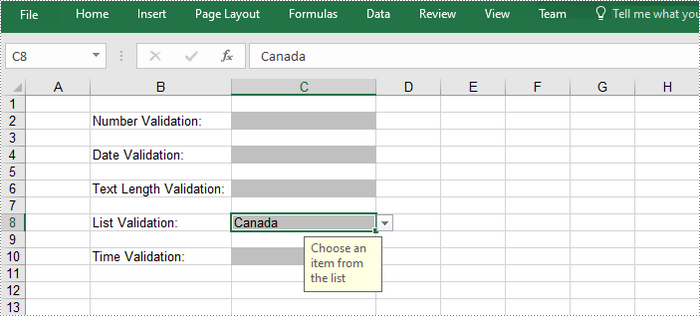 C#/VB.NET: Apply or Remove Data Validation in Excel