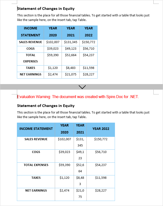 Set fixed column width for a Word table
