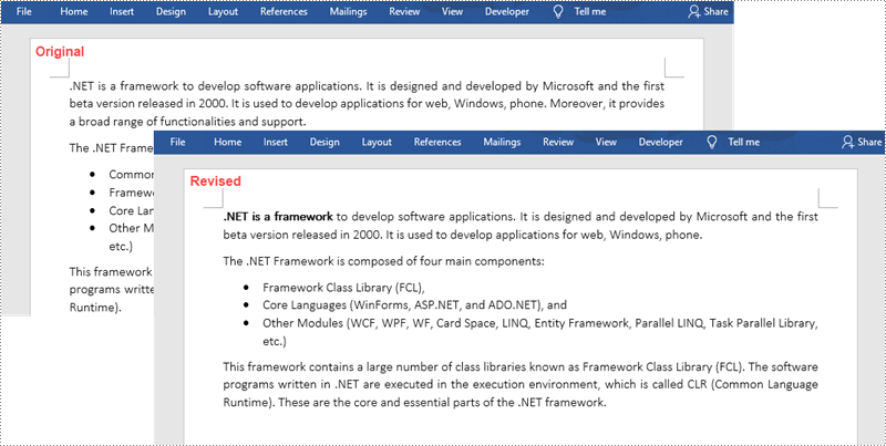 C#/VB.NET: Compare Two Word Documents