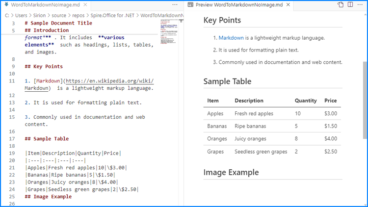 C#: Convert Word to Markdown