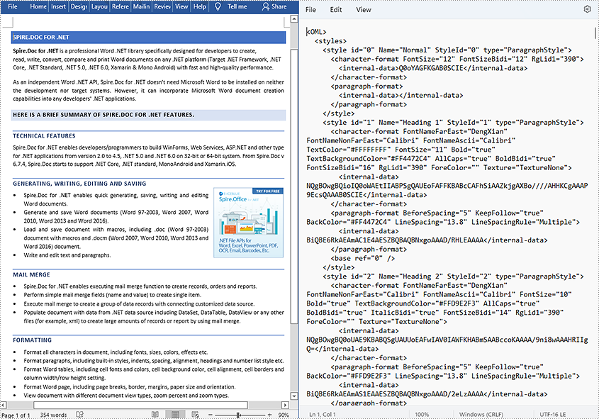 C#/VB.NET: Convert Word to XML