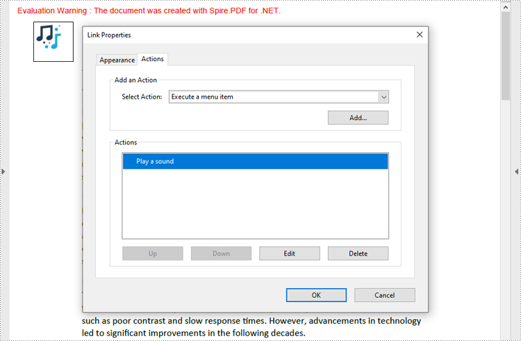 Result of Creating Sound Actions with C#