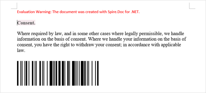 C#: Create Barcodes in a Word Document