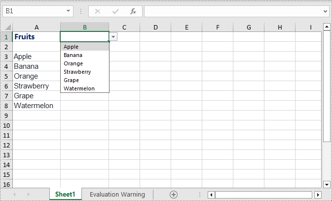 C#: Create Dropdown Lists in an Excel Document