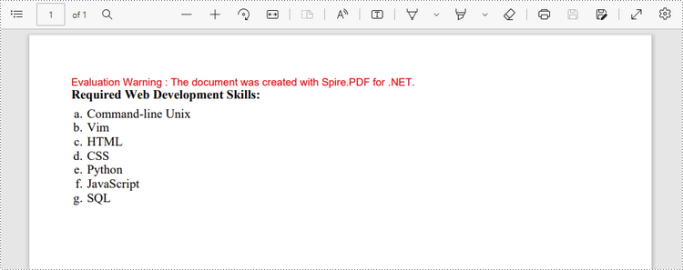 C#/VB.NET: Create Lists in PDF Documents