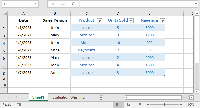 C#: Create, Resize or Remove Tables in Excel