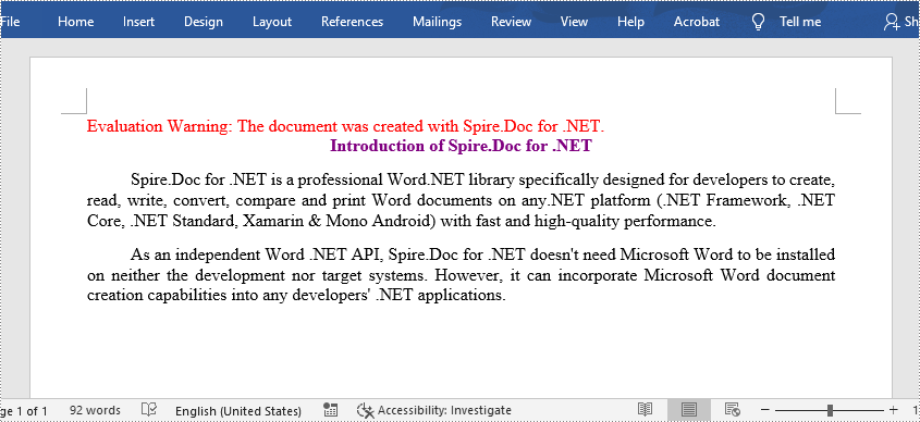 C#/VB.NET: Create a Word Document