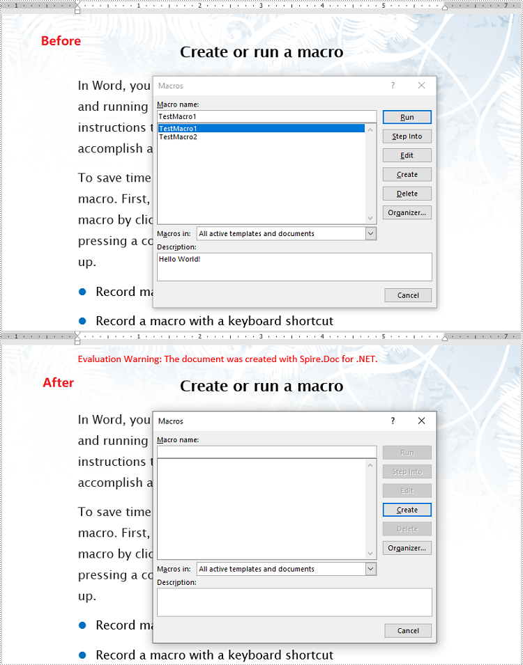 C#/VB.NET: Detect and Remove VBA Macros from Word Documents