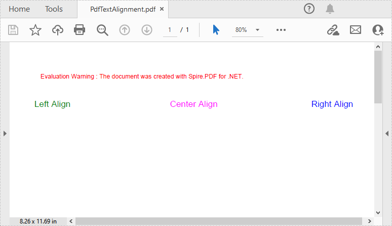Draw left-aligned, right-aligned and center-aligned text on a PDF page