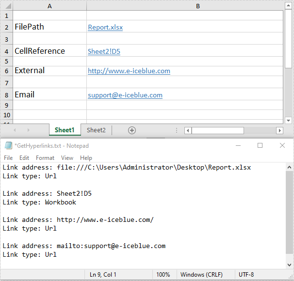 C#/VB.NET: Extract, Modify or Remove Hyperlinks in Excel