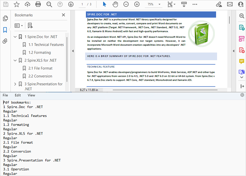 C#/VB.NET: Get Bookmarks of PDF Documents
