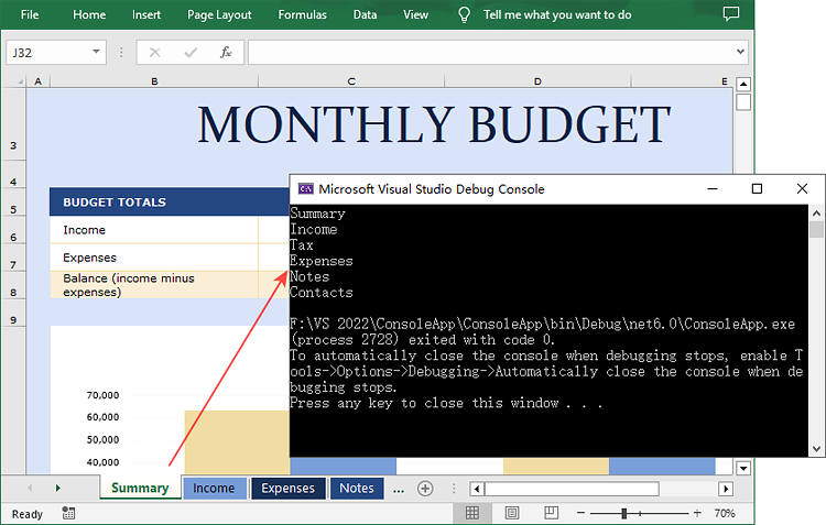 Get the names of all worksheet in an Excel document