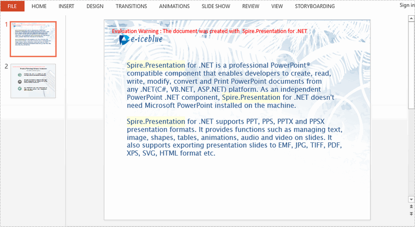 C#/VB.NET: Highlight Text in PowerPoint