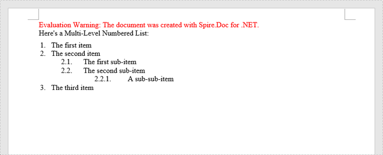 C#/VB.NET: Insert Lists in a Word Document