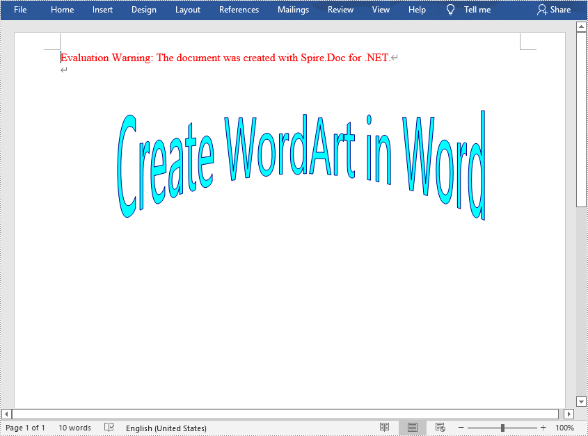 C#/VB.NET: Insert WordArt in Word