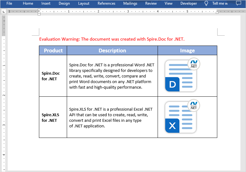 C#/VB.NET: Insert or Extract Images from Tables in Word 